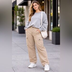 Dockers Women’s Cargo Pants Size 16 Khaki Beige Cotton Relaxed Fit